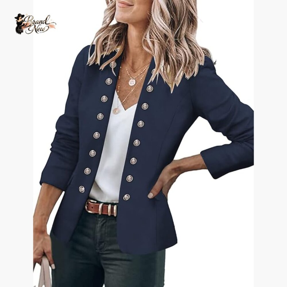 Polyester Blazer With Buttons Pockets Open Front … - image 1